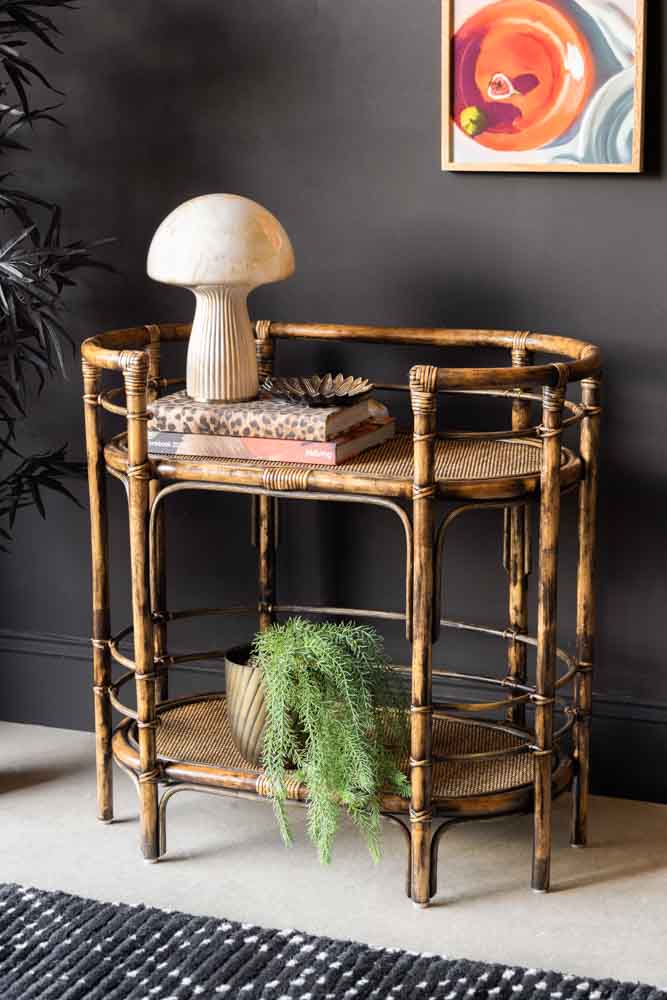 Dark Brown Rattan Console/Drinks Table - Image 8