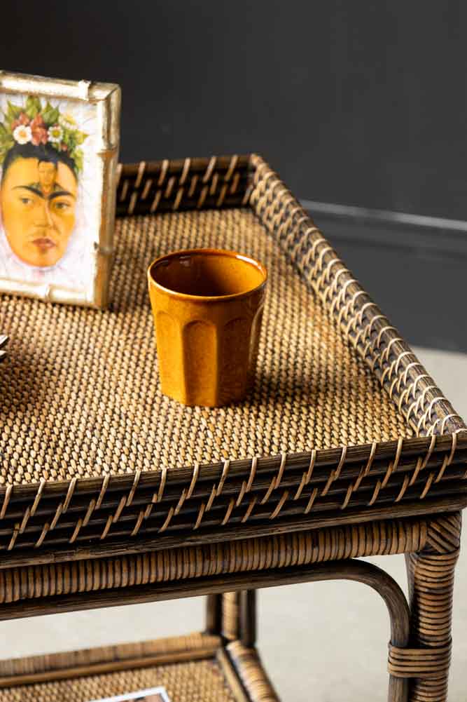 Dark Brown Rattan Side Table - Image 4
