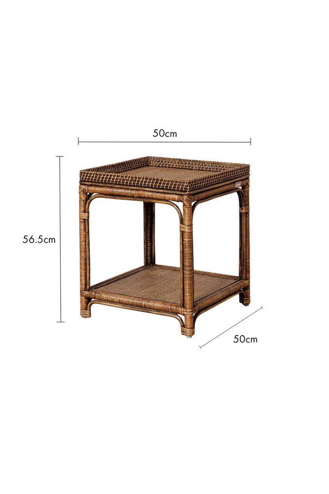 Dark Brown Rattan Side Table - Image 9