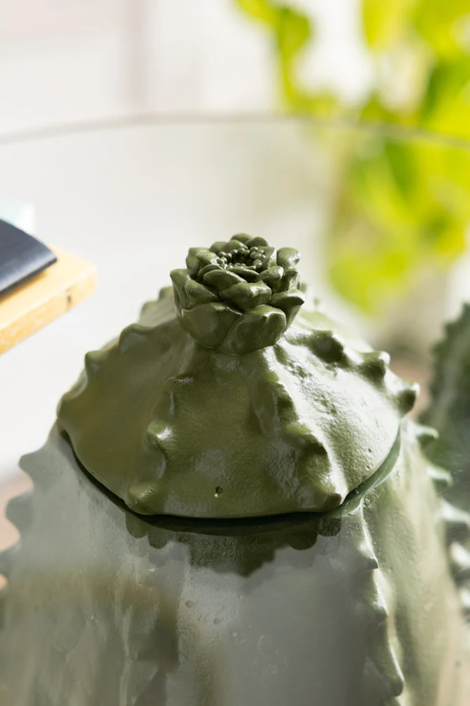Dark Green Cactus Side Table - Image 3