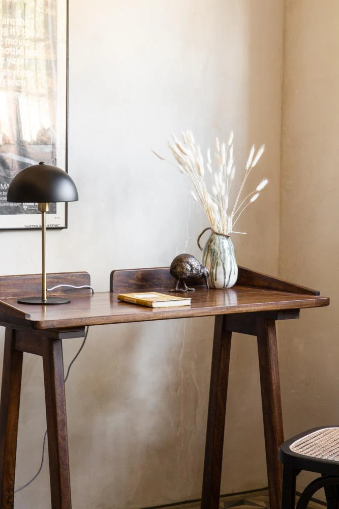 Dark Mango Wood Desk With Cable Gap - Image 2