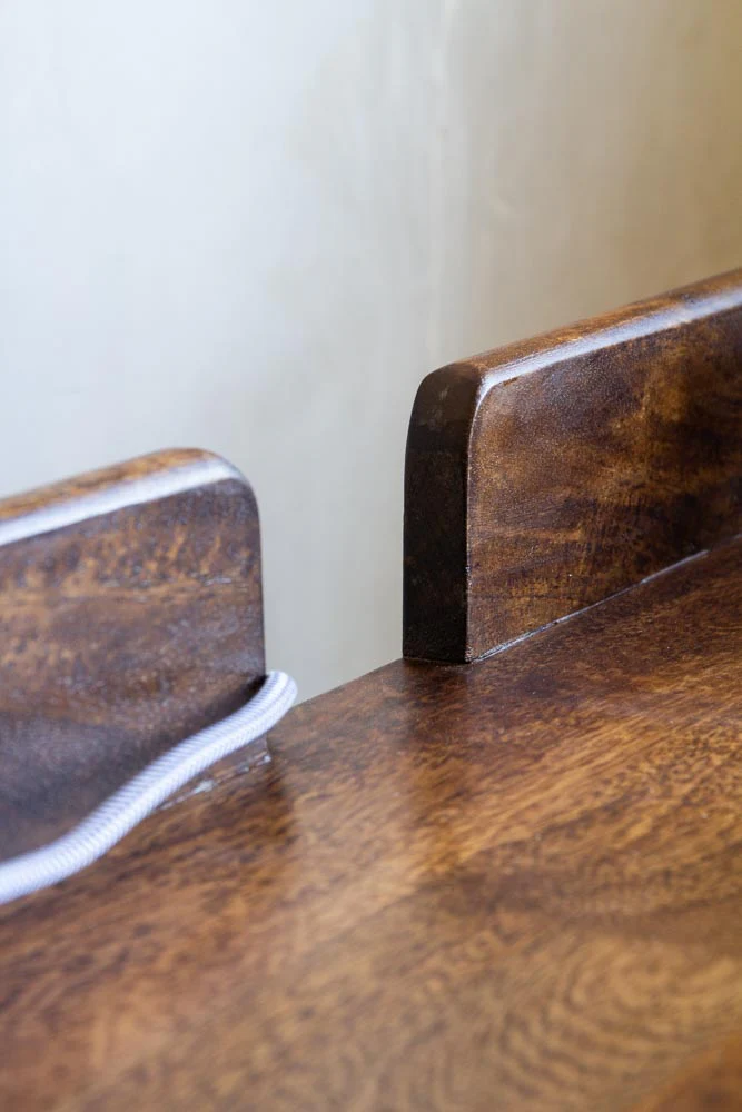 Dark Mango Wood Desk With Cable Gap - Image 3