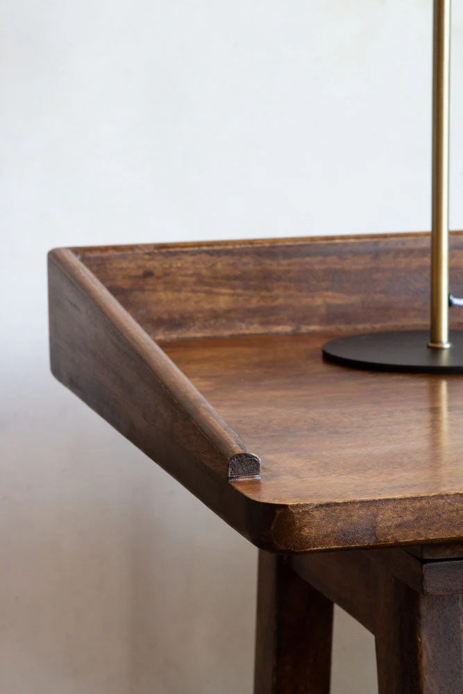 Dark Mango Wood Desk With Cable Gap - Image 4