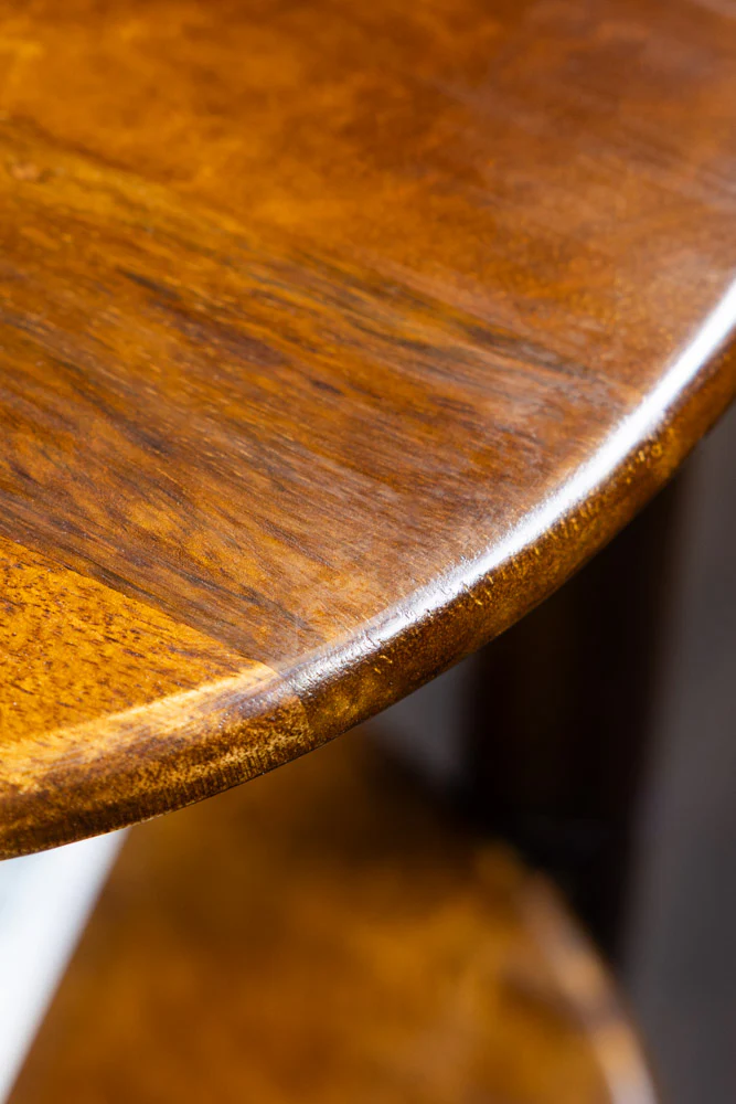 Dark Wood & Brass Oval Side Table - Image 5