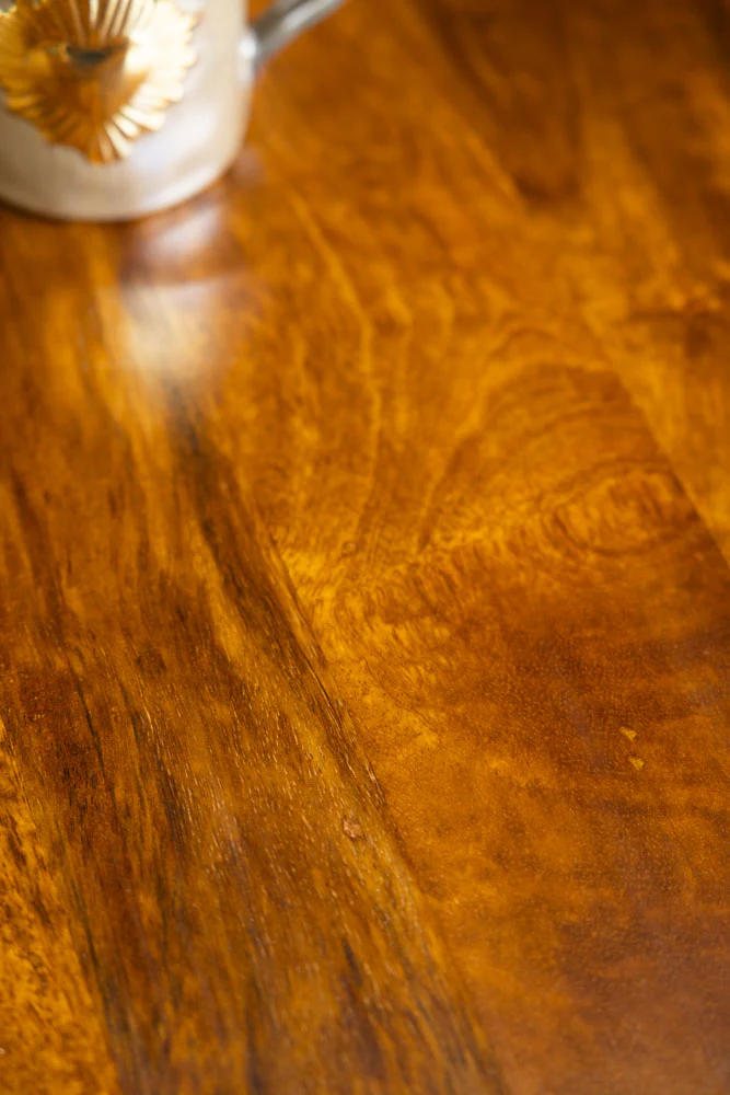 Dark Wood & Brass Oval Side Table - Image 6