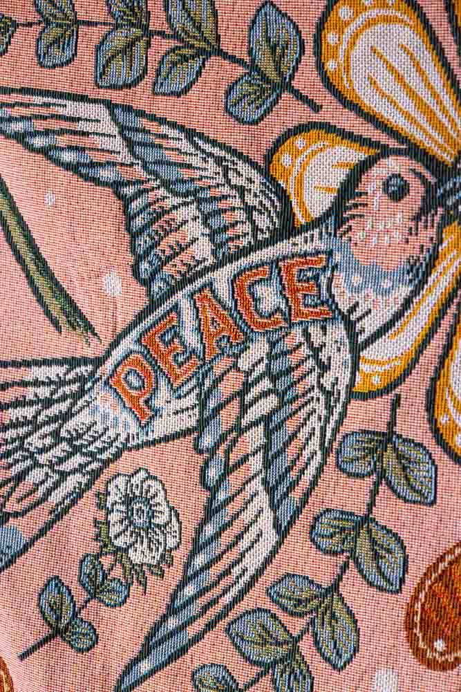 Denim & Bone Blue Lovebirds Woven Cotton Throw - Image 8