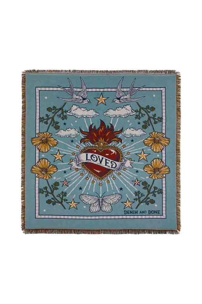 Denim & Bone Blue Loved Woven Cotton Throw - Image 10