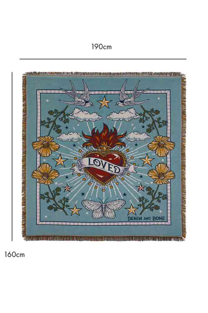 Denim & Bone Blue Loved Woven Cotton Throw - Image 11