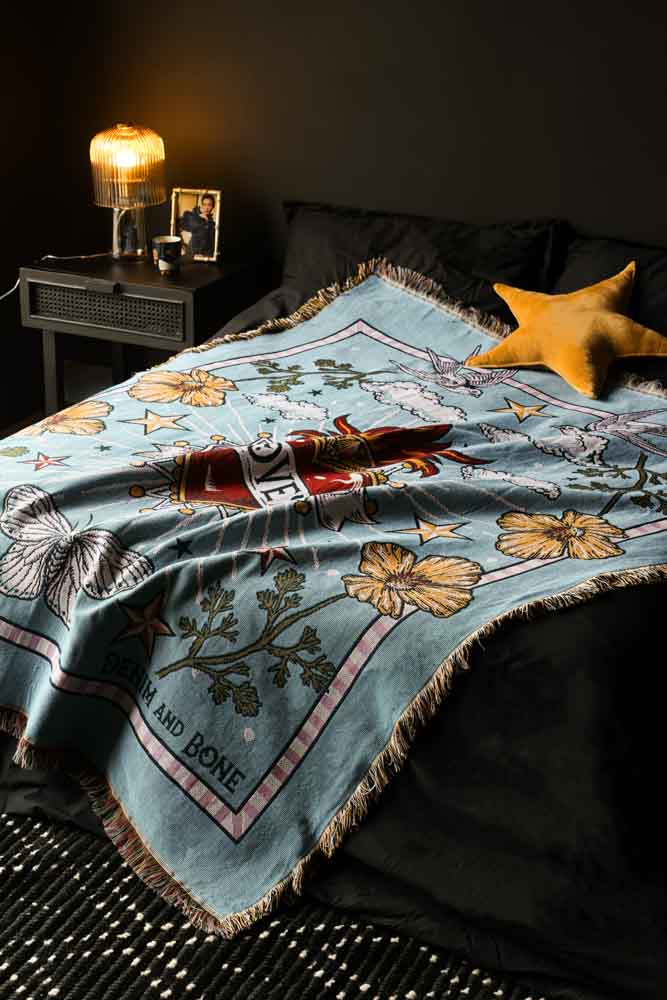 Denim & Bone Blue Loved Woven Cotton Throw - Image 2
