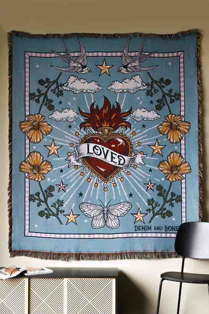 Denim & Bone Blue Loved Woven Cotton Throw - Image 3