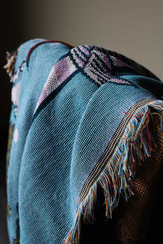 Denim & Bone Blue Loved Woven Cotton Throw - Image 5