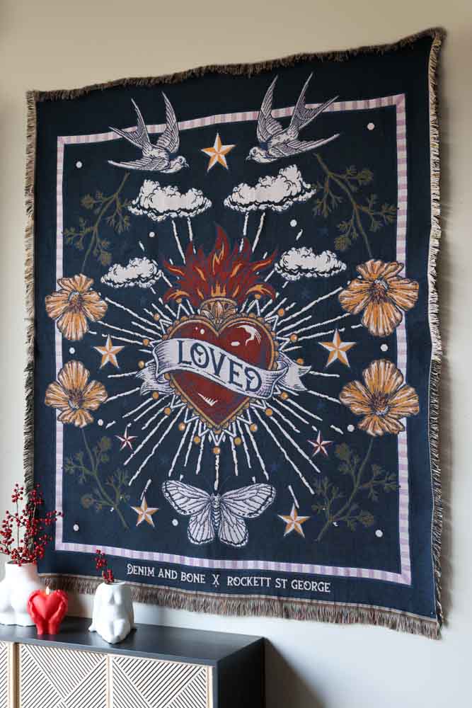 Denim & Bone Midnight Blue Loved Woven Cotton Throw - Image 2