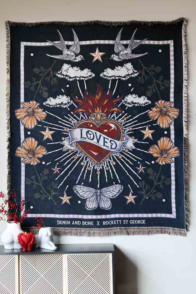 Denim & Bone Midnight Blue Loved Woven Cotton Throw - Image 6