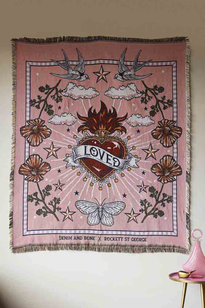 Denim & Bone Pink Loved Woven Cotton Throw - Image 2