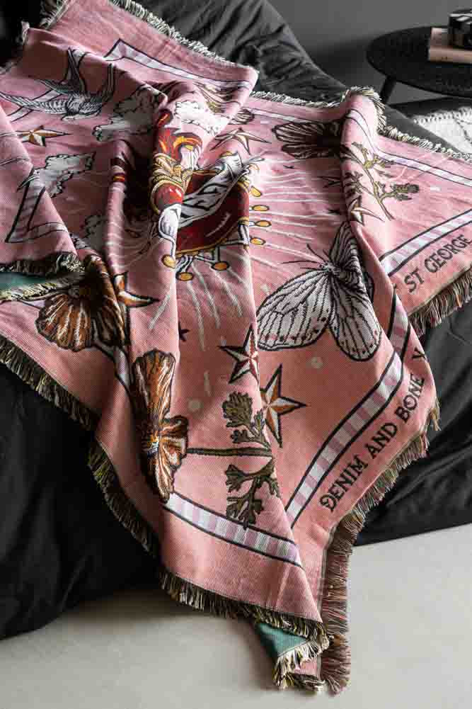 Denim & Bone Pink Loved Woven Cotton Throw - Image 3