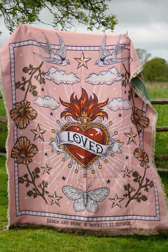 Denim & Bone Pink Loved Woven Cotton Throw - Image 5