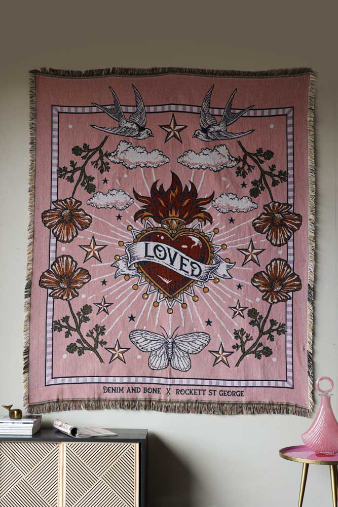 Denim & Bone Pink Loved Woven Cotton Throw - Image 7
