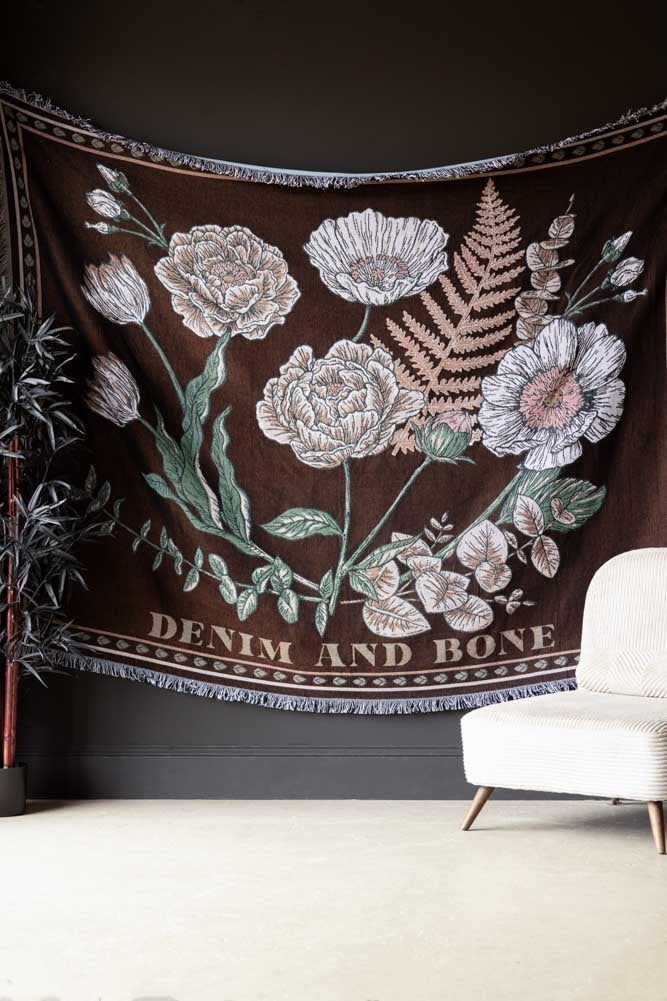 Denim & Bone Scandi Black Woven Cotton Throw - Image 2
