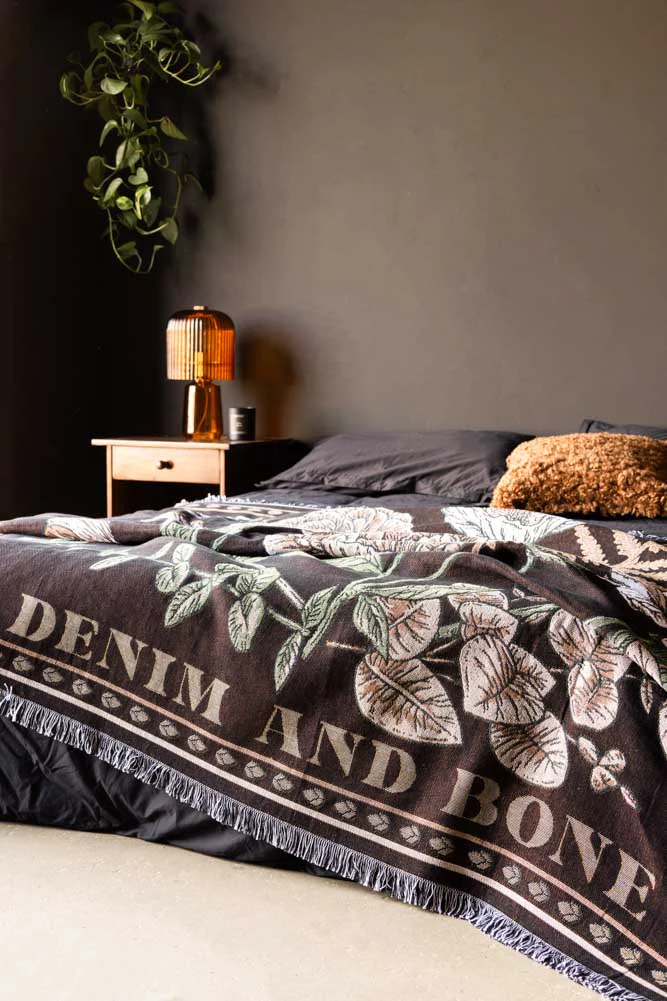 Denim & Bone Scandi Black Woven Cotton Throw - Image 4