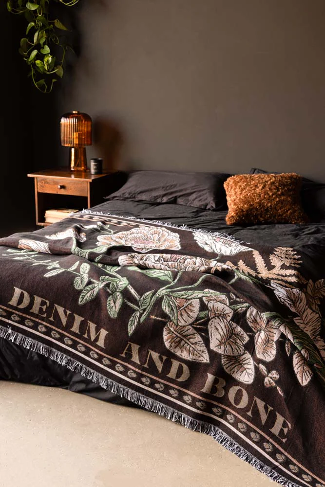 Denim & Bone Scandi Black Woven Cotton Throw - Image 5