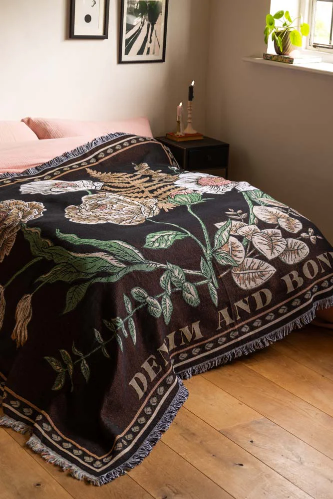 Denim & Bone Scandi Black Woven Cotton Throw - Image 7