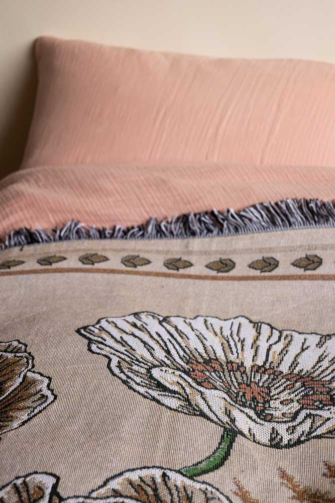 Denim & Bone Scandi White Woven Cotton Throw - Image 10