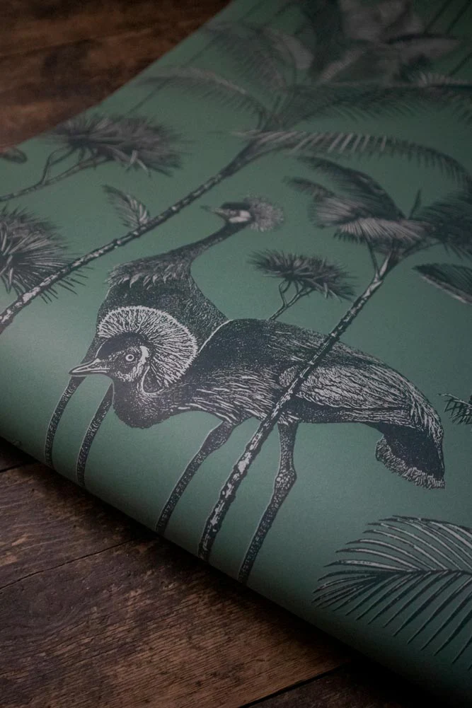 Divine Savages Crane Fonda Jade Green Wallpaper - Image 7