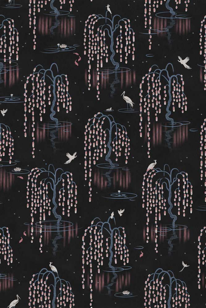 Divine Savages Kyoto Blossom Black Cherry Wallpaper - Image 2