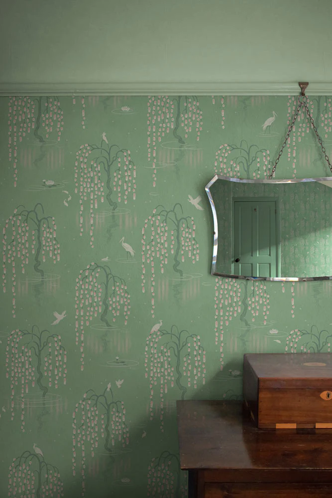 Divine Savages Kyoto Blossom Willow Green Wallpaper - Image 5