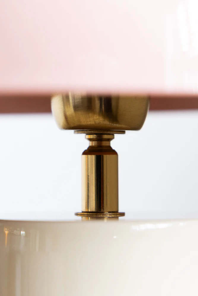 Dusky Pink & Stone Domed Table Lamp - Image 4