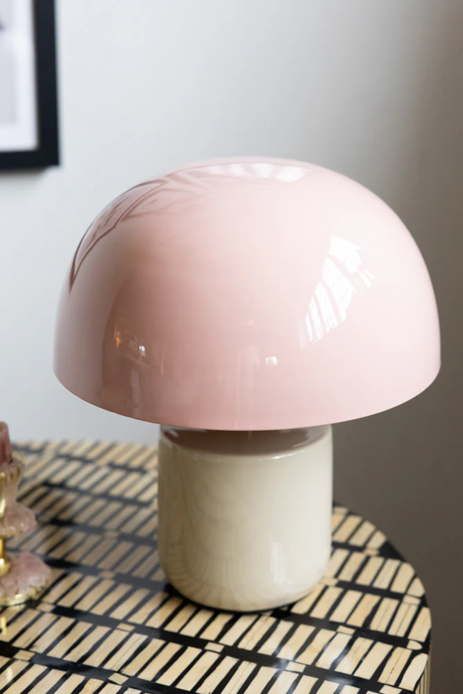 Dusky Pink & Stone Domed Table Lamp - Image 5