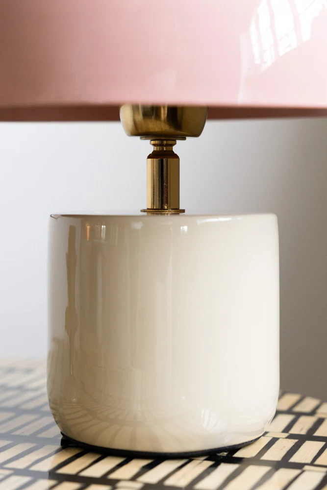 Dusky Pink & Stone Domed Table Lamp - Image 6