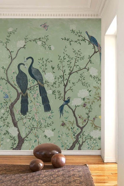 Edo Mural Design Wallpaper Panel - Mint Green