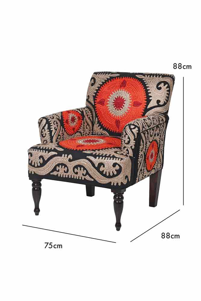 Embroidered Folk Pattern Armchair - Image 11