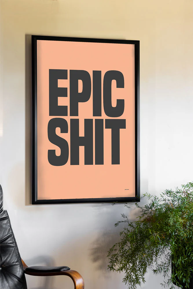 Epic Shit Coral & Black Art Print - Unframed - Image 2