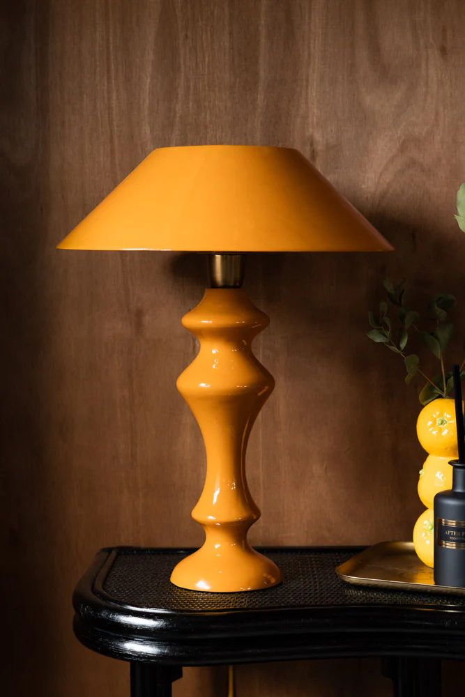 Fabulous Enamel Mustard Gold Table Lamp
