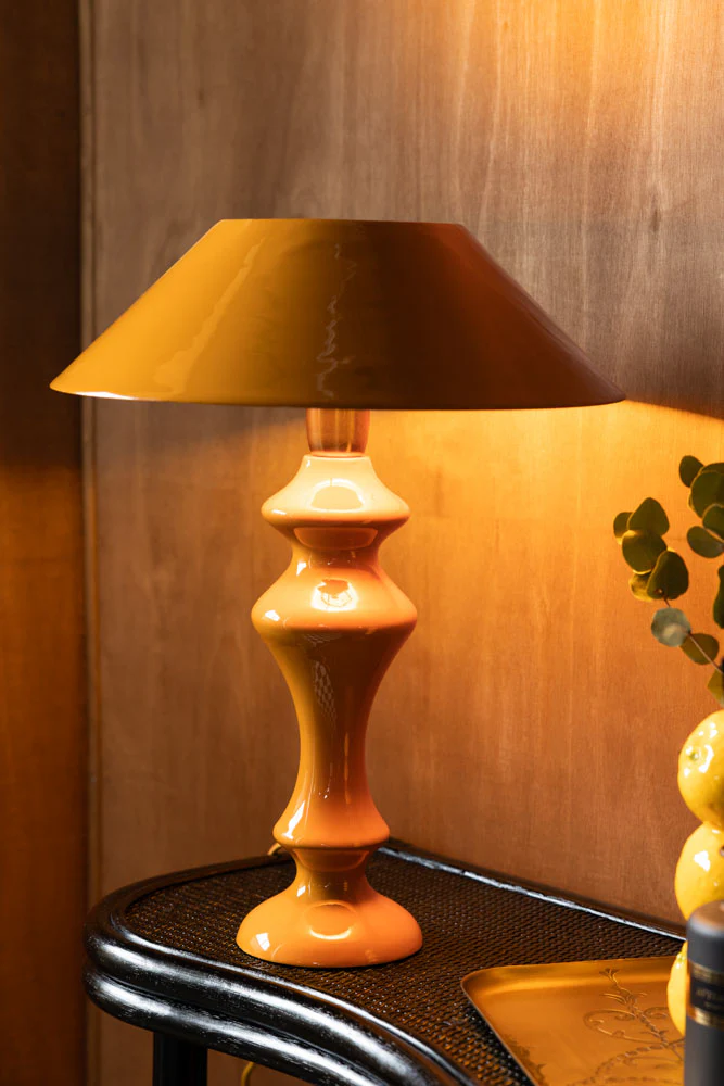 Fabulous Enamel Mustard Gold Table Lamp - Image 2