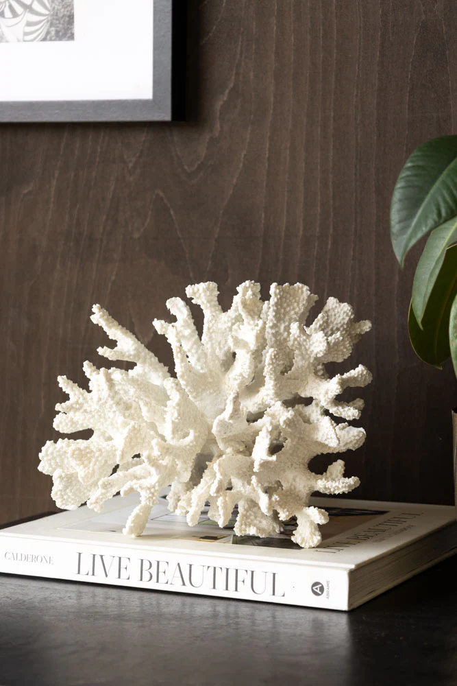 Faux Pure White Coral Ornament