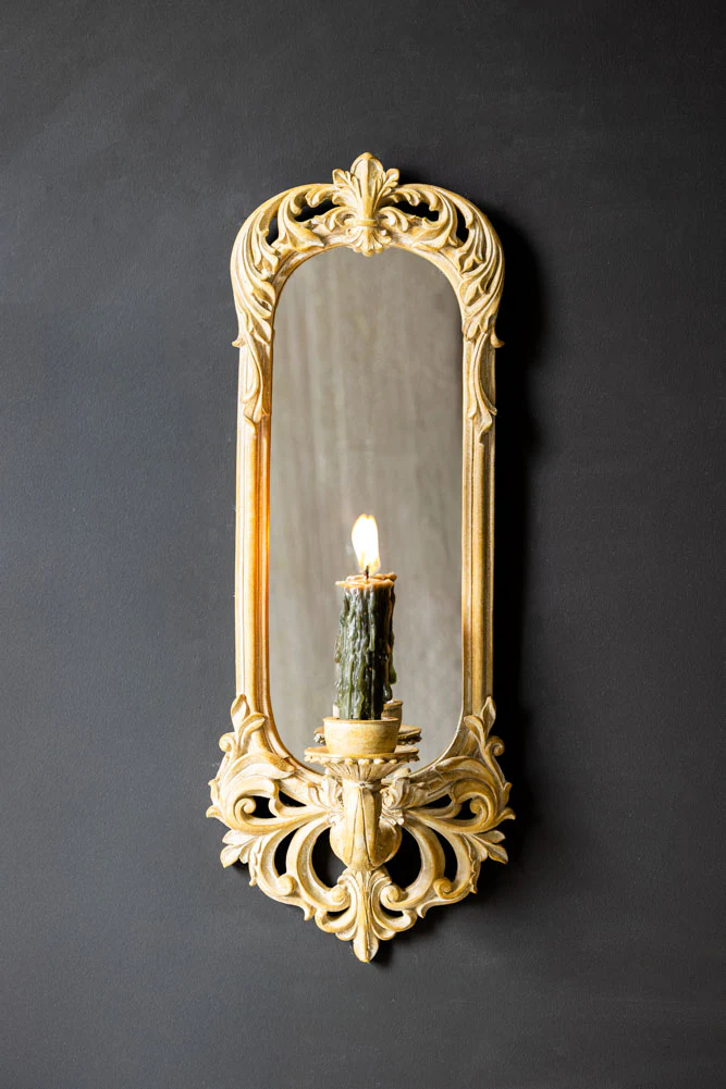 Filigree Framed & Mirrored Candle Wall Sconce - Image 2