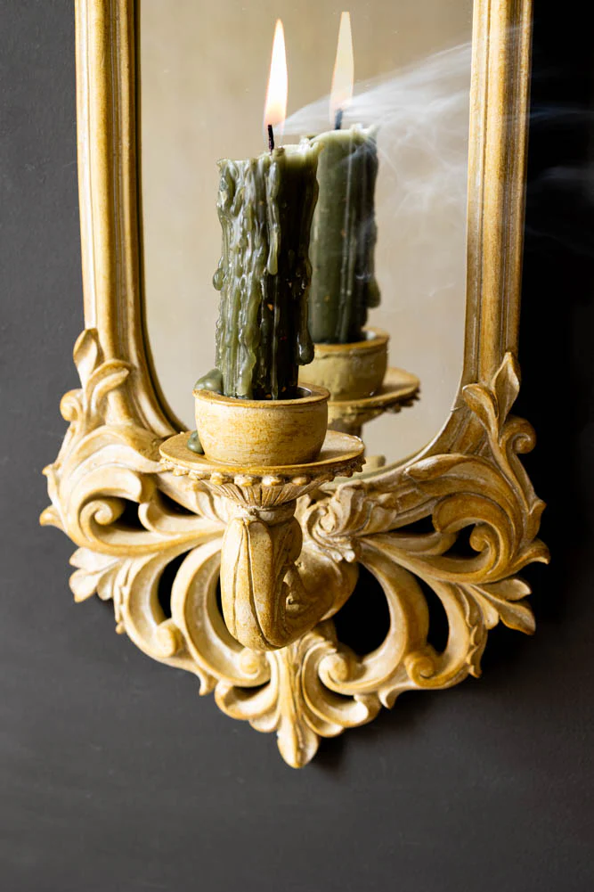 Filigree Framed & Mirrored Candle Wall Sconce - Image 3