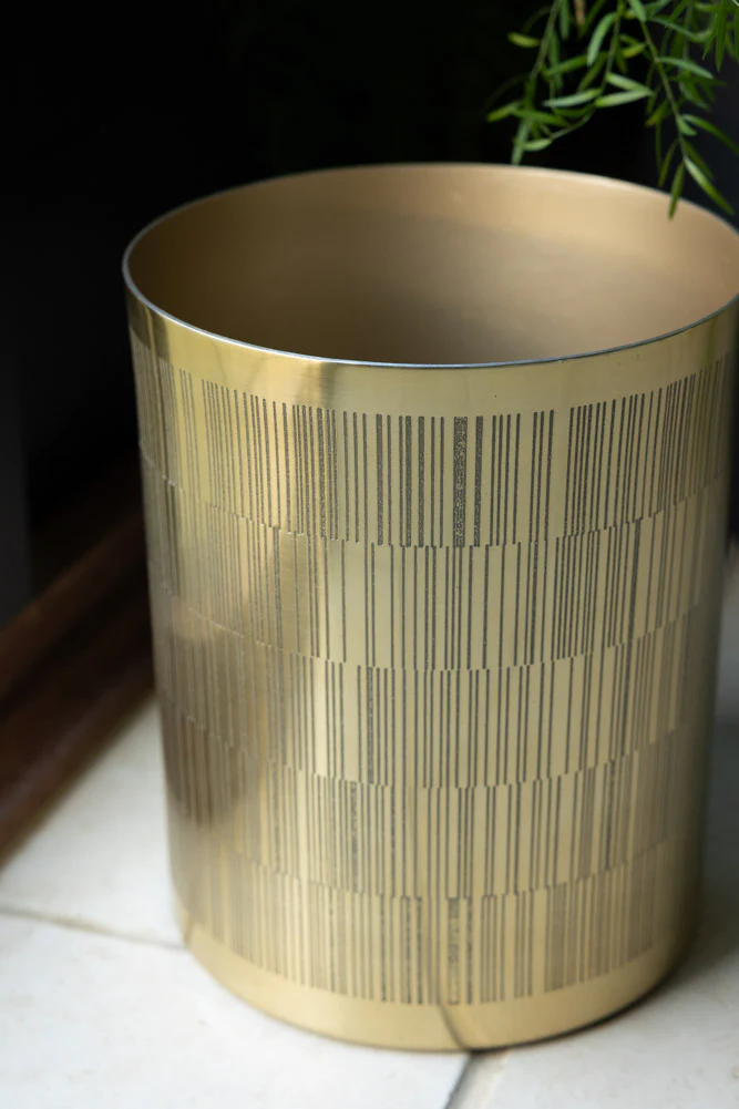 Fine Line Detail Gold Effect Waste Bin - Image 2