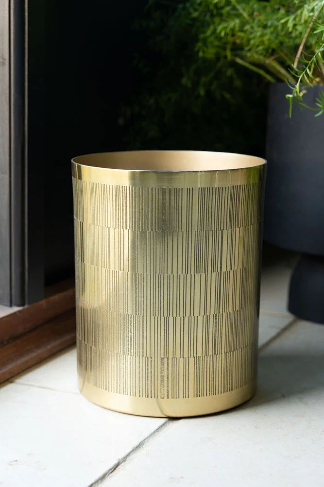 Fine Line Detail Gold Effect Waste Bin - Image 5