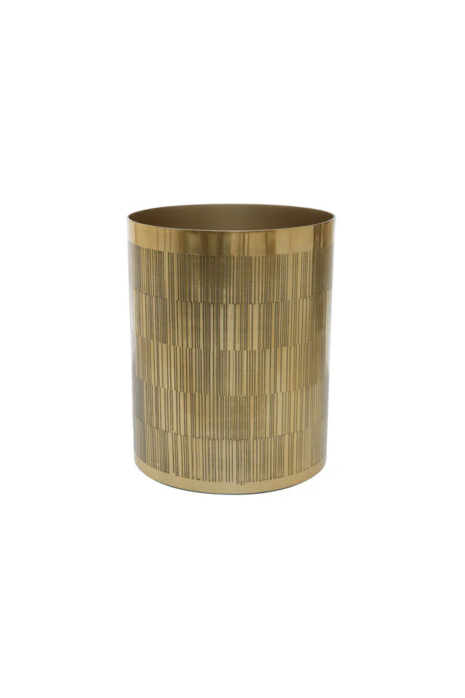 Fine Line Detail Gold Effect Waste Bin - Image 6