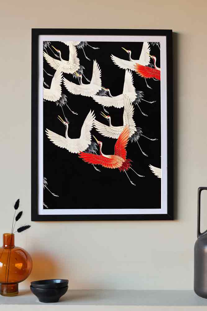 Flying Cranes Art Print - Available Framed Or Unframed - Image 5