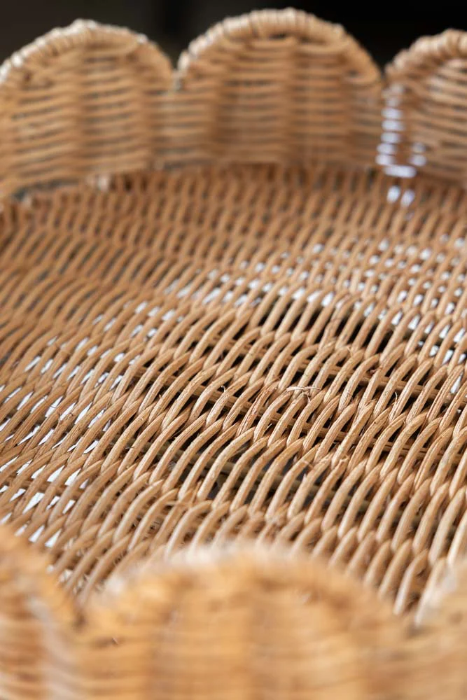Footed Round Rattan Scalloped Display Stand - Image 5