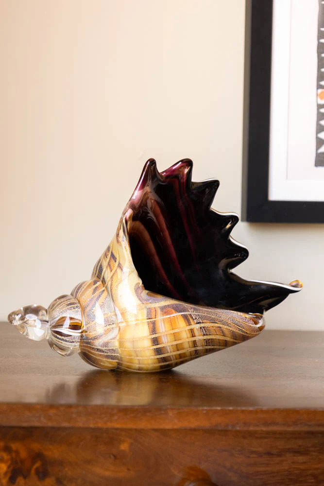 Glass Conch Shell Paperweight Ornament