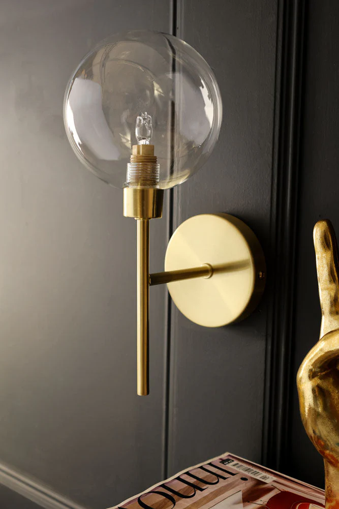Glass Globe & Brass Wall Light - Image 6