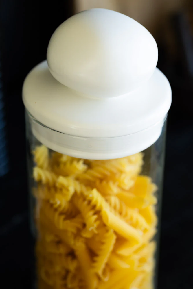 Glass Storage Jar With White Ceramic Lid - Tall - Image 2