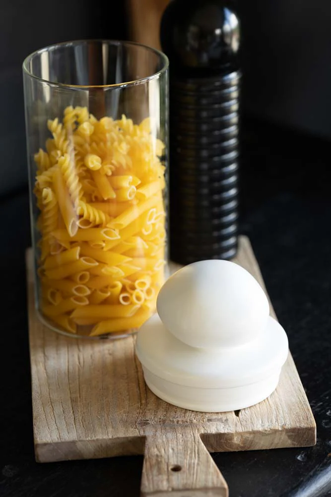 Glass Storage Jar With White Ceramic Lid - Tall - Image 3