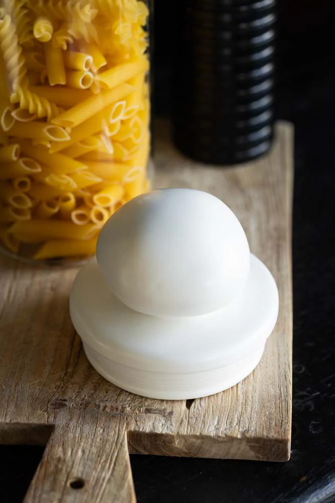 Glass Storage Jar With White Ceramic Lid - Tall - Image 4
